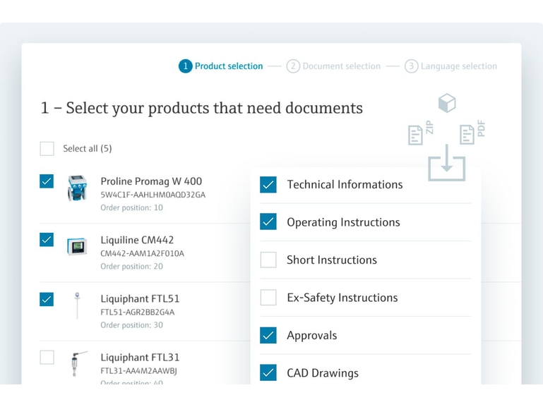 Función Documentos de productos